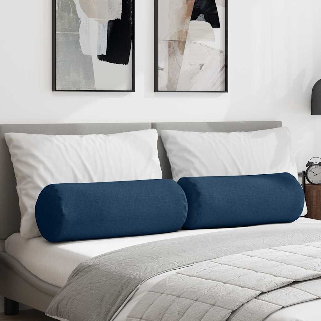 Bolsterkissen 2 Stück Blau Ø 25 x 70 cm Stoff