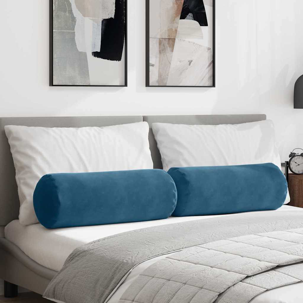 Bolsterkissen 2 Stück Blau Ø 25 x 70 cm Cordstoff