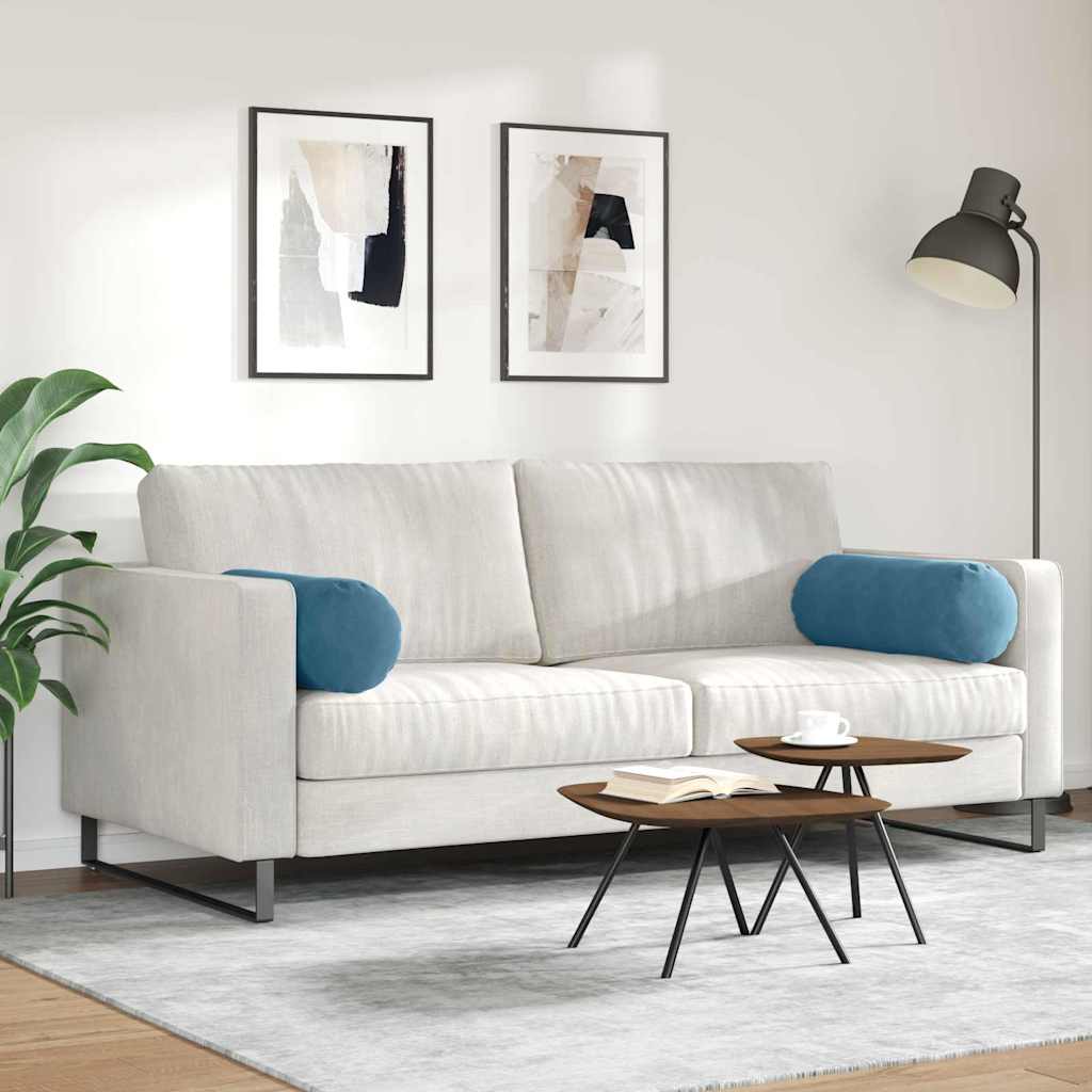 Bolsterkissen 2 Stück Blau Ø 25 x 70 cm Cordstoff