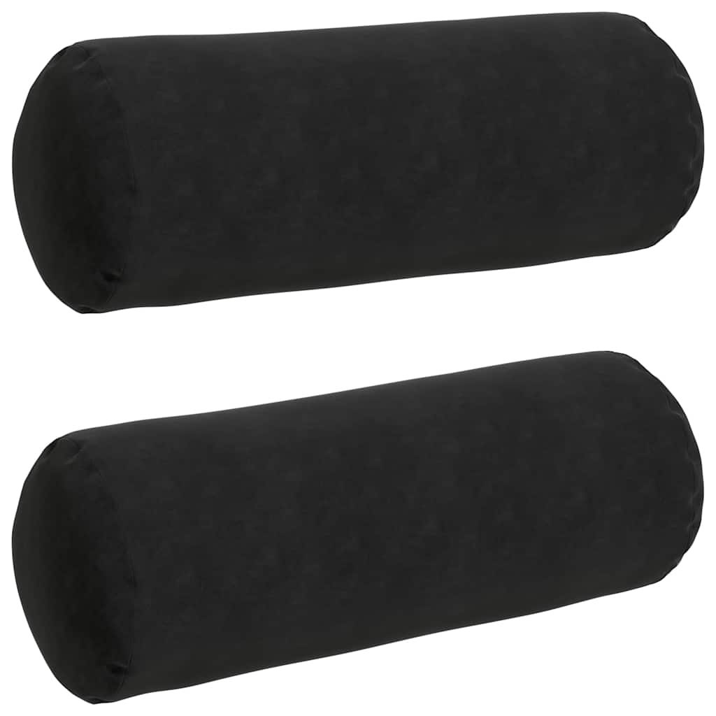 Bolsterkissen 2 Stück Schwarz Ø 25 x 70 cm Cordstoff