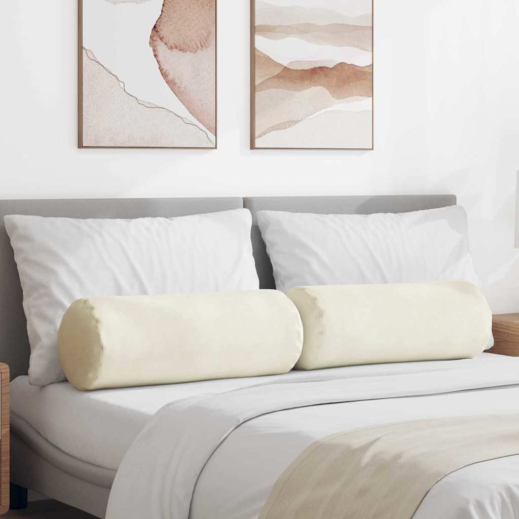 Bolsterkissen 2 Stück Creme Ø 25 x 70 cm Cordstoff