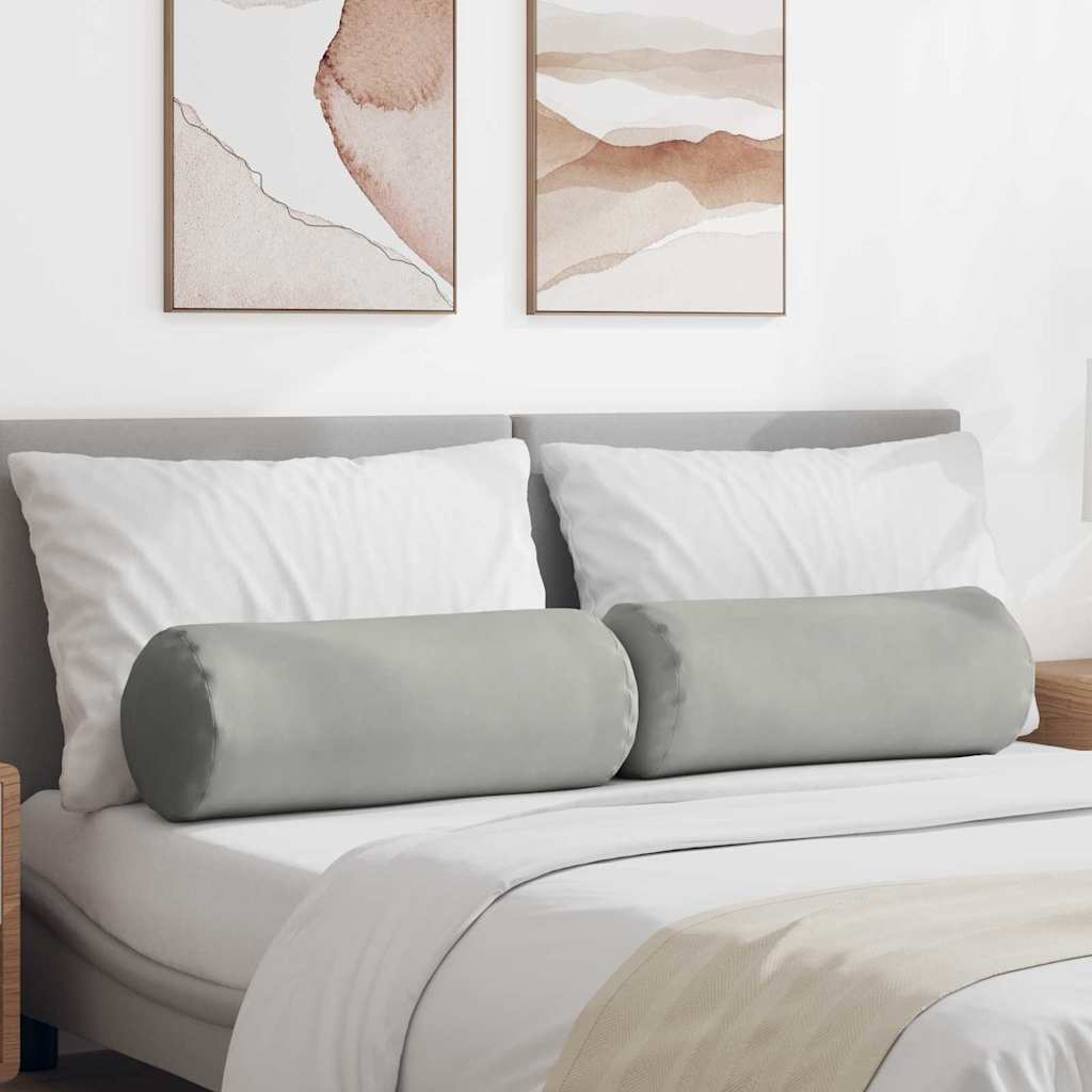 Bolsterkissen 2 Stück Hellgrau Ø 25 x 70 cm Mikrofaserstoff