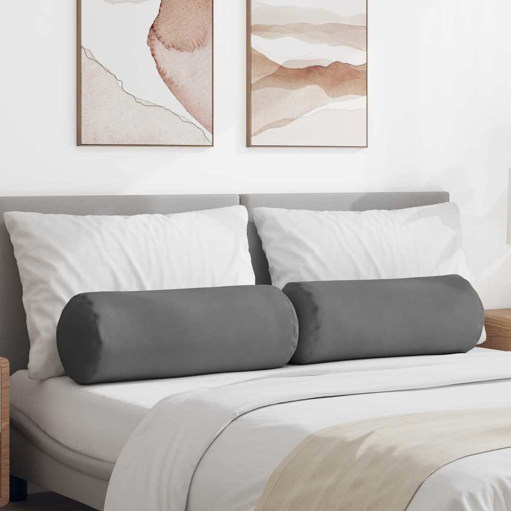 Bolsterkissen 2 Stück Dunkelgrau Ø 25 x 70 cm Mikrofaserstoff