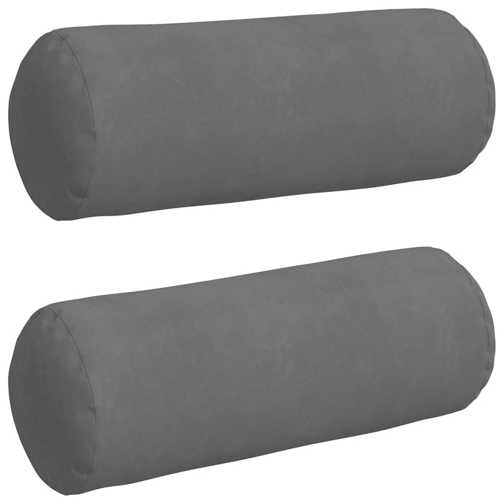 Bolsterkissen 2 Stück Dunkelgrau Ø 25 x 70 cm Mikrofaserstoff