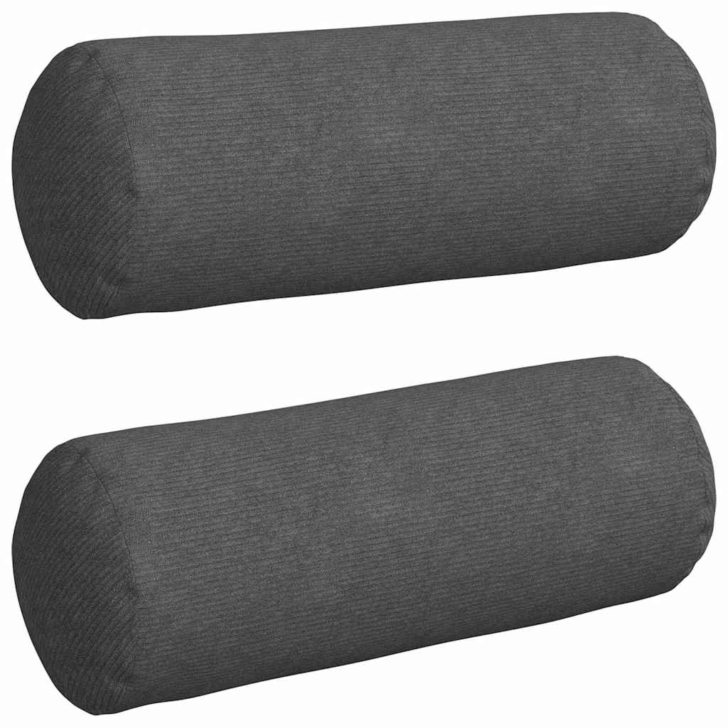 Bolsterkissen 2 Stück Dunkelgrau Ø 25 x 70 cm Cordstoff