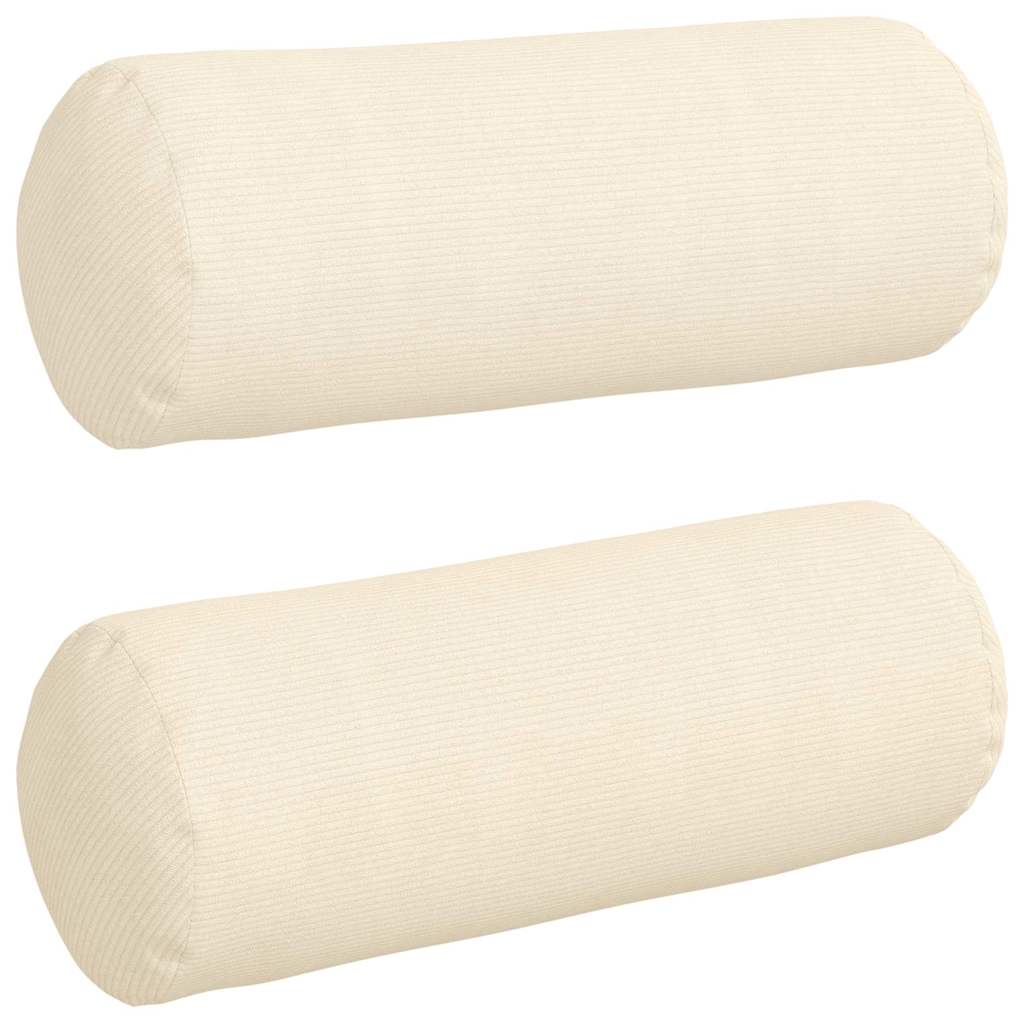 Bolsterkissen 2 Stück Creme Ø 25 x 70 cm Cordstoff