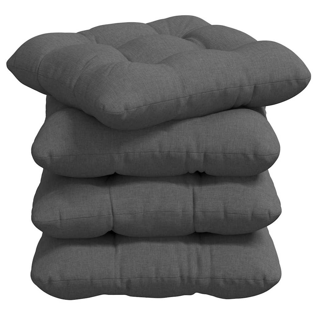 Sitzkissen 4 pcs Dunkelgrau 40 x 40 x 12 cm Stoff
