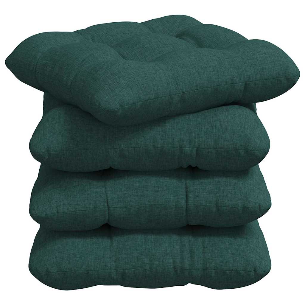 Sitzkissen 4 pcs Dunkelgrün 40 x 40 x 12 cm Stoff