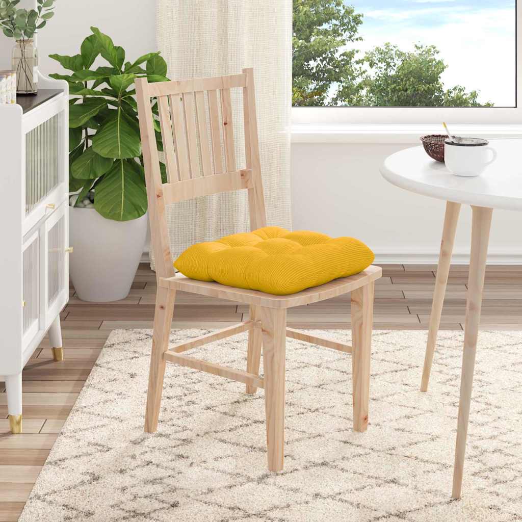 Sitzkissen 4 pcs Helles Gelb 40 x 40 cm Cordstoff