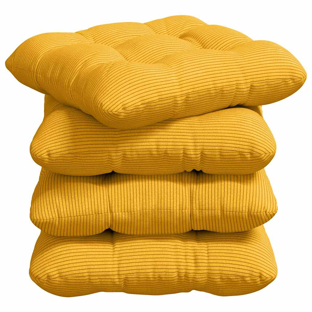 Sitzkissen 4 pcs Helles Gelb 45 x 45 cm Cordstoff