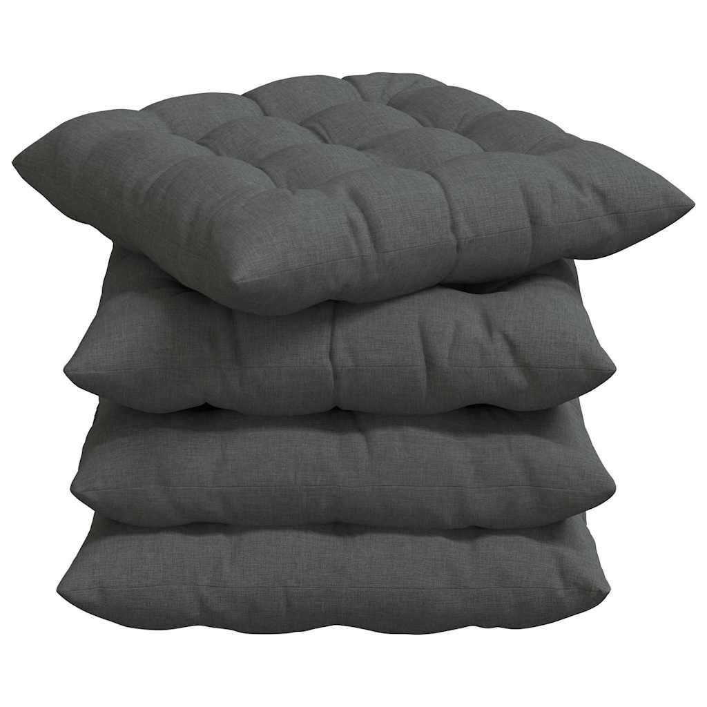 Sitzkissen 4 pcs Dunkelgrau 40 x 40 x 6 cm Stoff