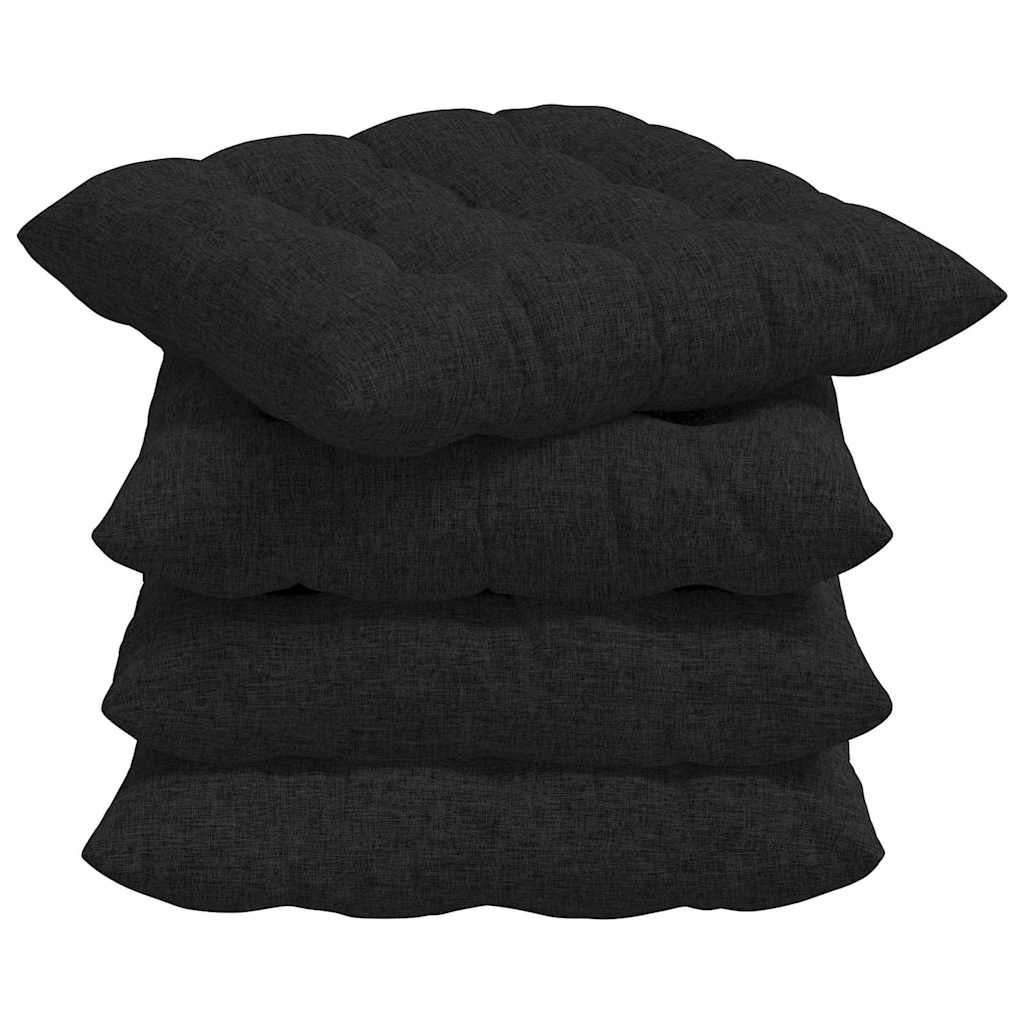 Sitzkissen 4 pcs Schwarz 40 x 40 x 6 cm Stoff
