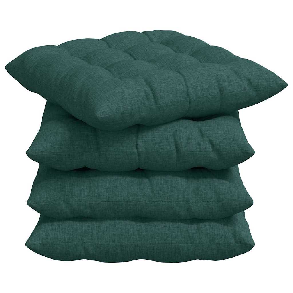Sitzkissen 4 pcs Dunkelgrün 40 x 40 x 6 cm Stoff
