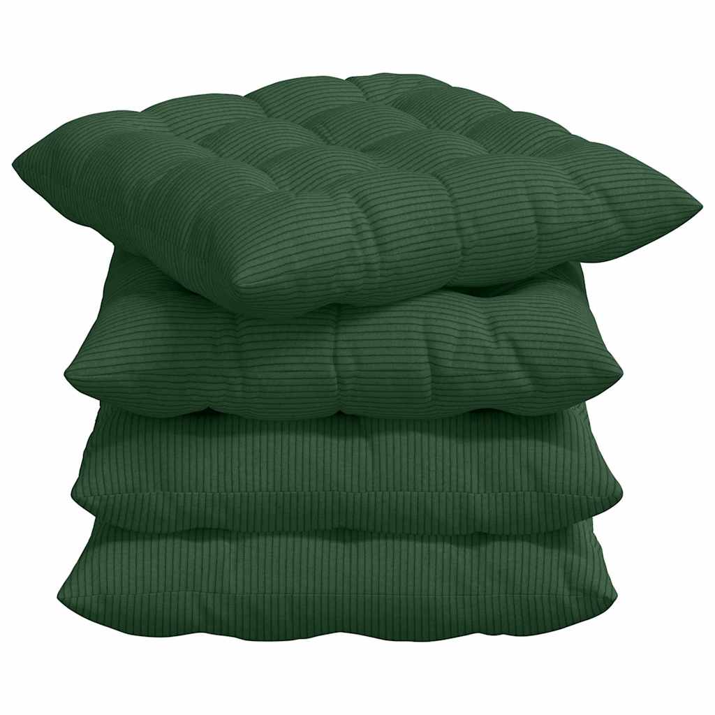 Sitzkissen 4 pcs Dunkelgrün 40 x 40 x 6 cm Cordstoff