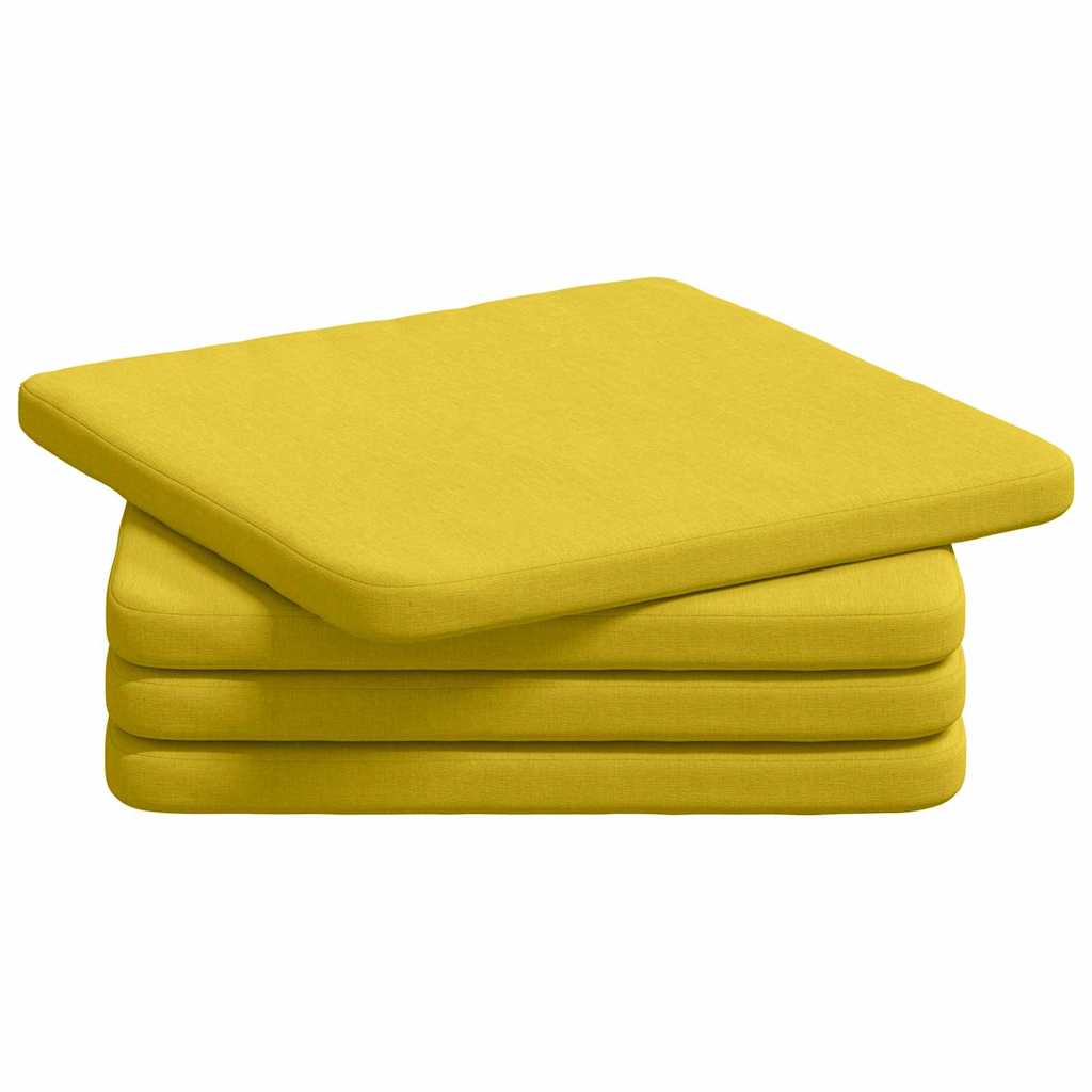 Sitzkissen 4 pcs Helles Gelb 40 x 40 x 3 cm Stoff