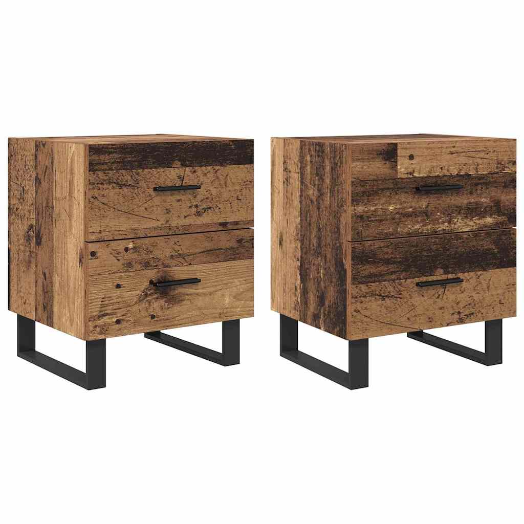 Nachttisch 2 pcs Altholz und Schwarz 40 x 35 x 47,5 cm