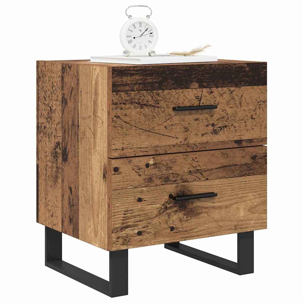 Nachttisch 2 pcs Altholz und Schwarz 40 x 35 x 47,5 cm