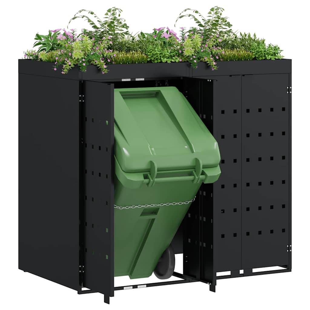 Wagenmüllbehälter für 2 Behälter Schwarz 136 x 77,5 x 121,5 cm