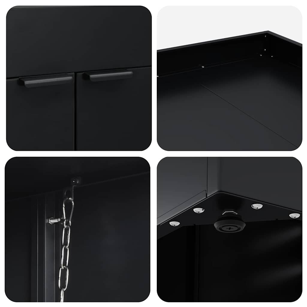 Wagenmüllbehälter für 3 Behälter Schwarz 204 x 77,5 x 121,5 cm