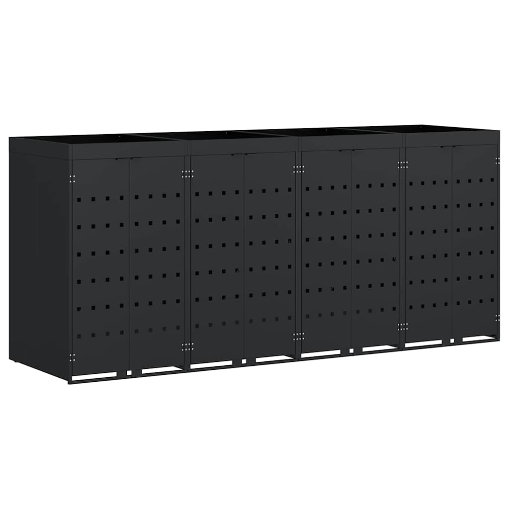 Wagenmüllbehälter für 4 Behälter Schwarz 272 x 77,5 x 121,5 cm