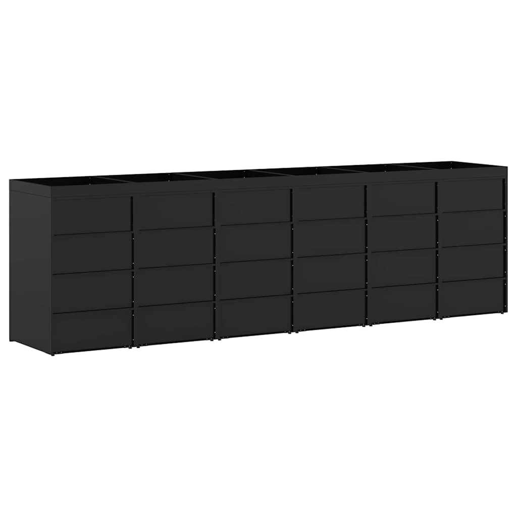 Wagenmüllbehälter für 6 Behälter Schwarz 408 x 77,5 x 121,5 cm