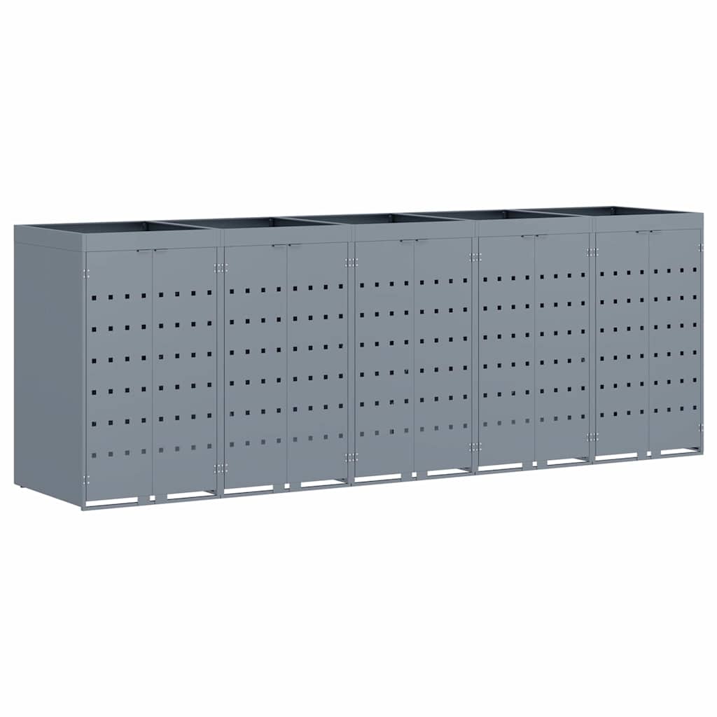 Wagenmüllbehälter für 5 Behälter Hellgrau 340 x 77,5 x 121,5 cm