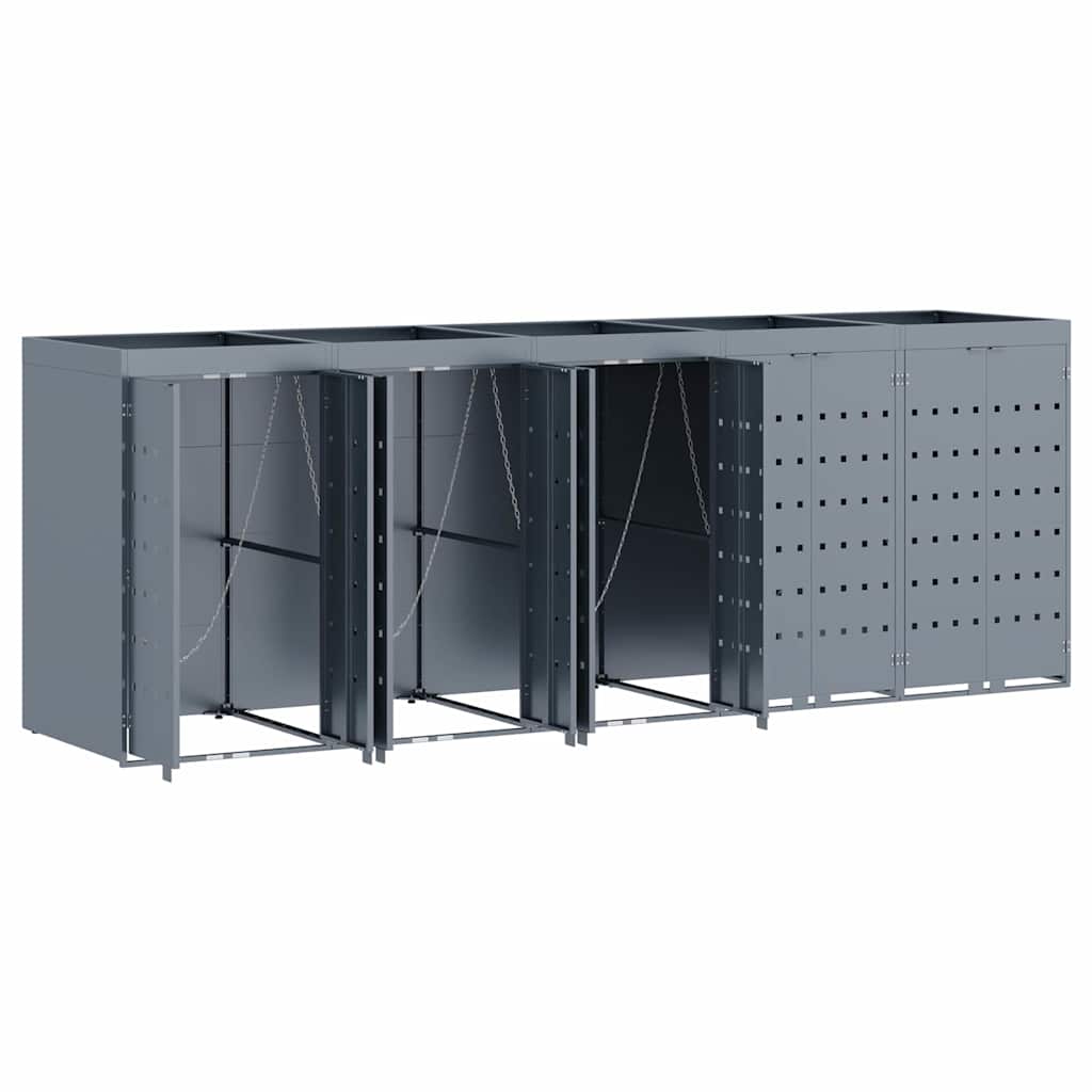 Wagenmüllbehälter für 5 Behälter Hellgrau 340 x 77,5 x 121,5 cm