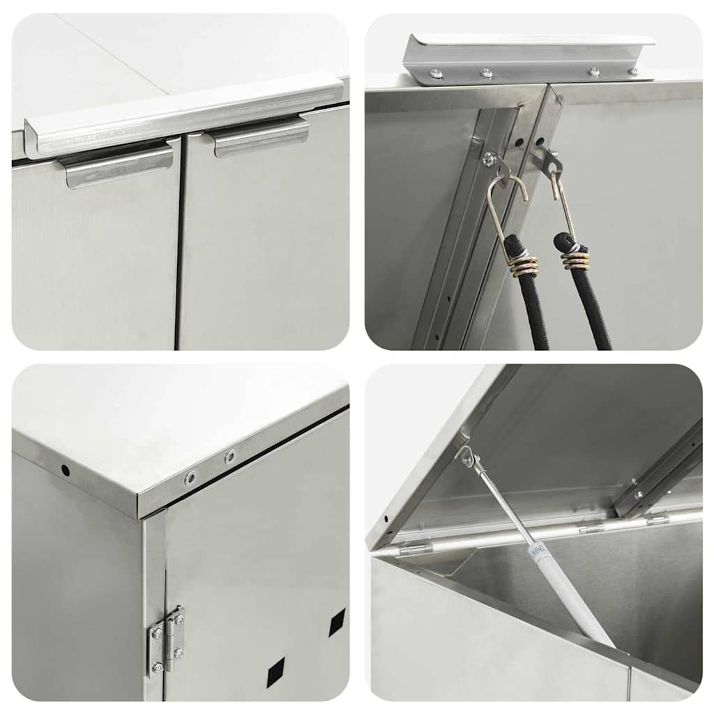 Wagenmüllbehälter für 3 Behälter Edelstahl Silber