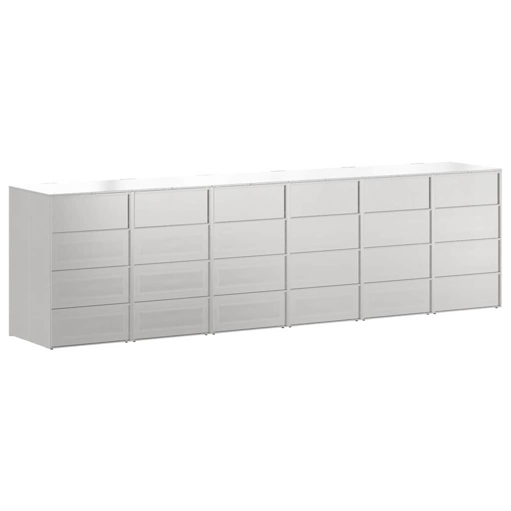 Wagenmüllbehälter für 6 Behälter Edelstahl Silber