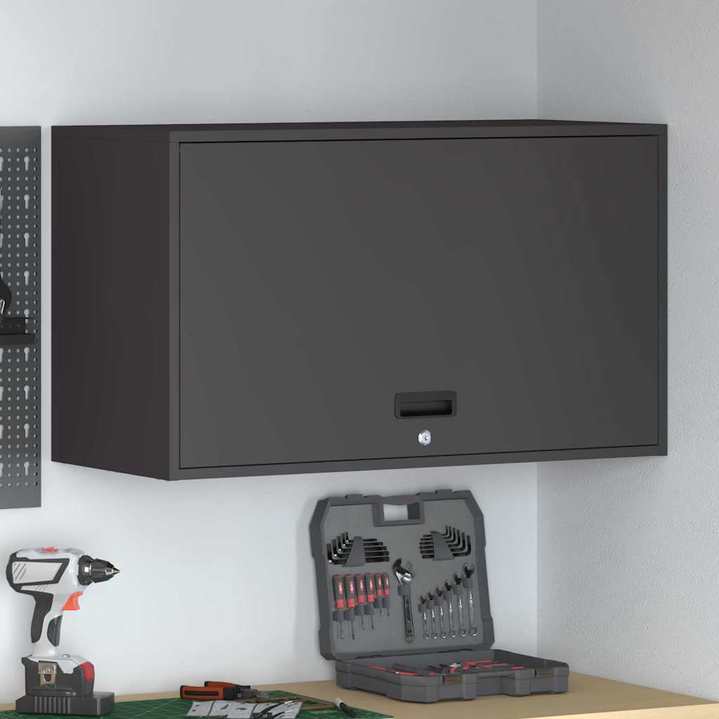 Wandschrank für die Garage mit Gasdrucklift-Tür Schwarz