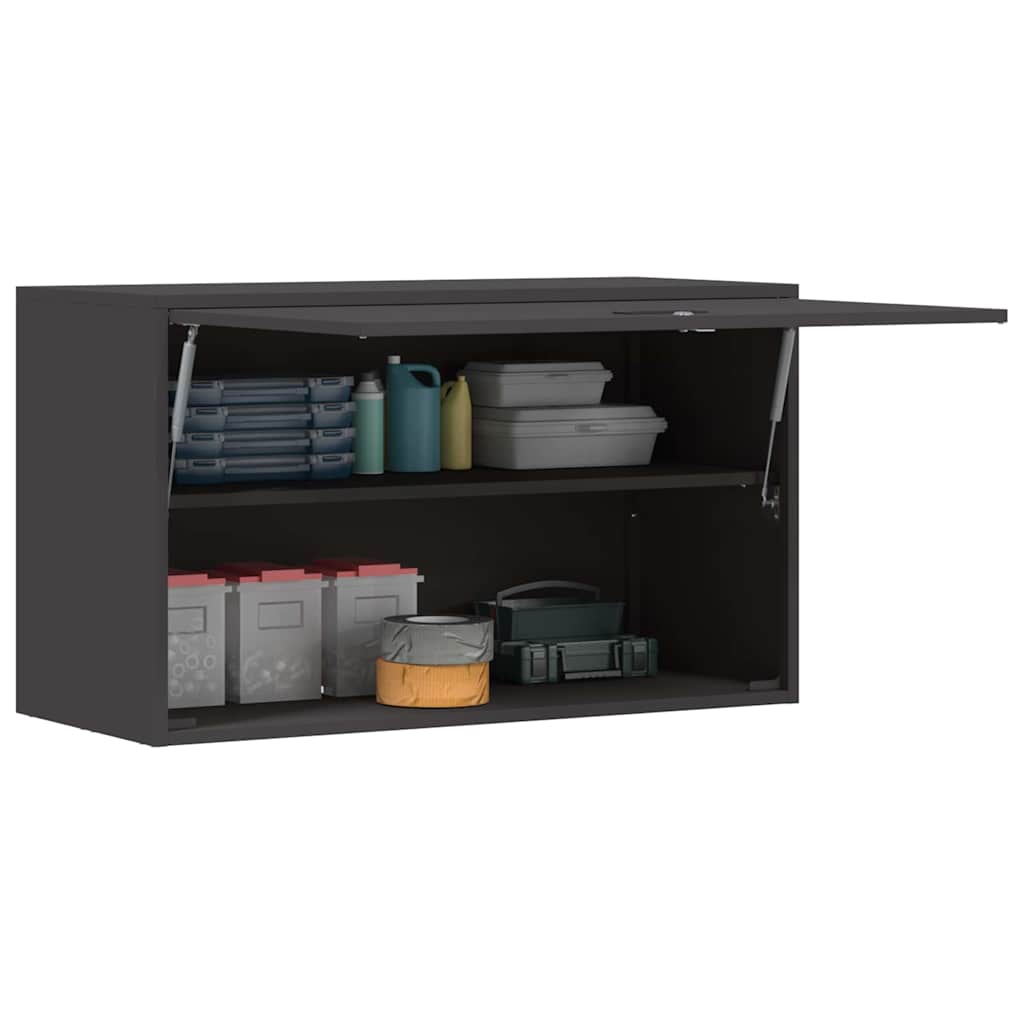 Wandschrank für die Garage mit Gasdrucklift-Tür Schwarz