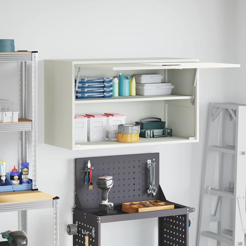 Wandschrank für die Garage mit Gasdrucklift-Tür Weiß