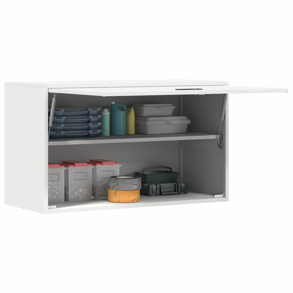 Wandschrank für die Garage mit Gasdrucklift-Tür Weiß