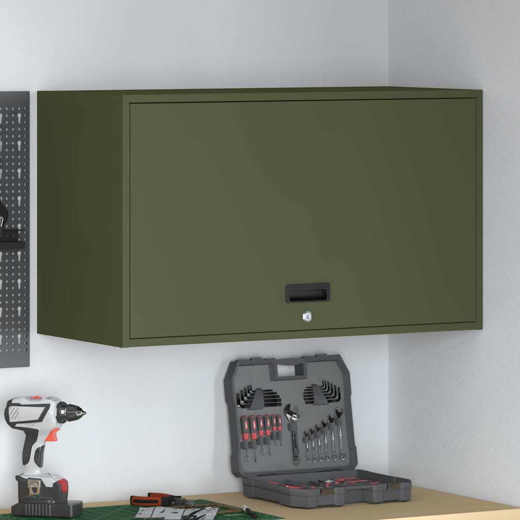 Wandschrank für die Garage mit Gasdrucklift-Tür Olivgrün