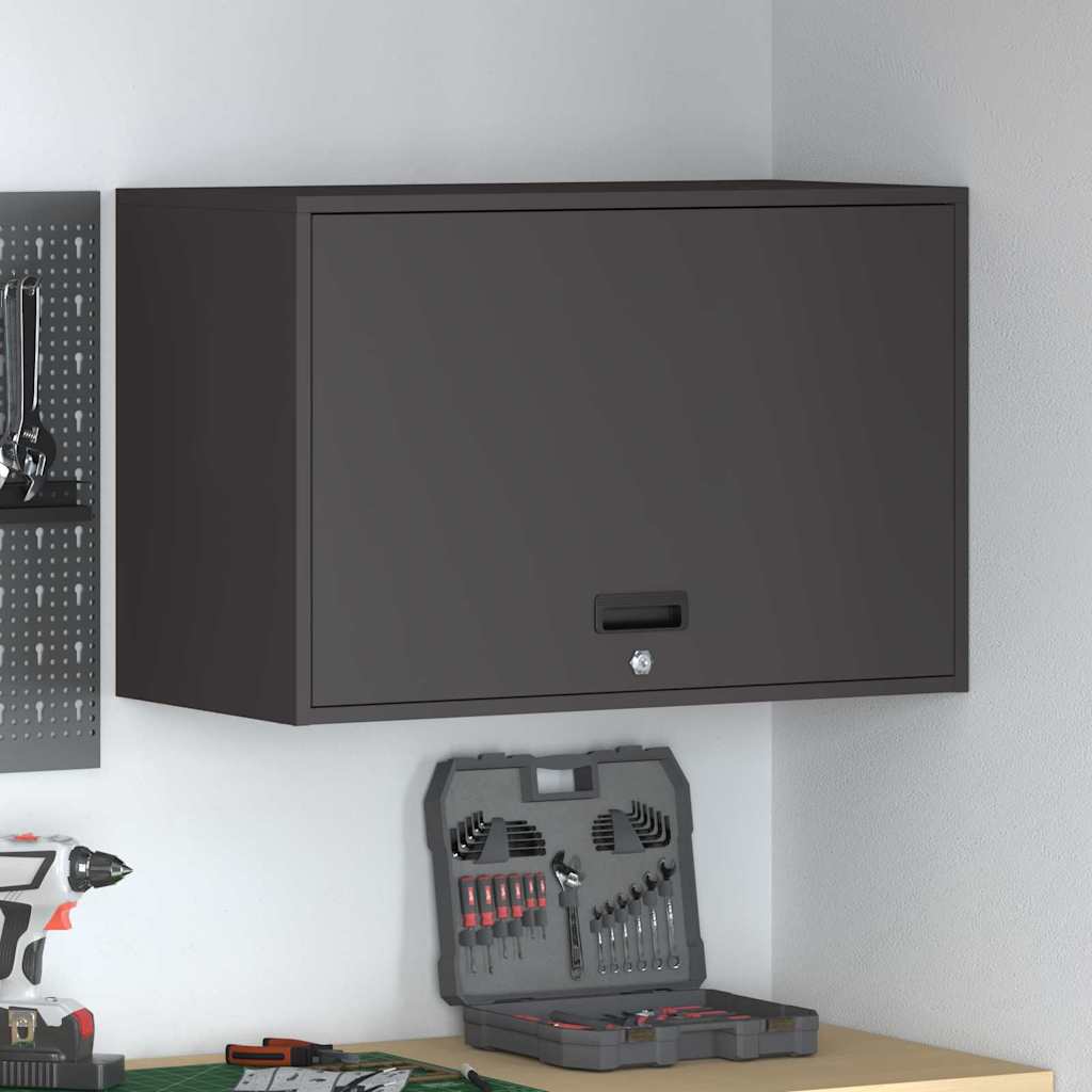 Wandschrank für die Garage mit Gasdrucklift-Tür Schwarz