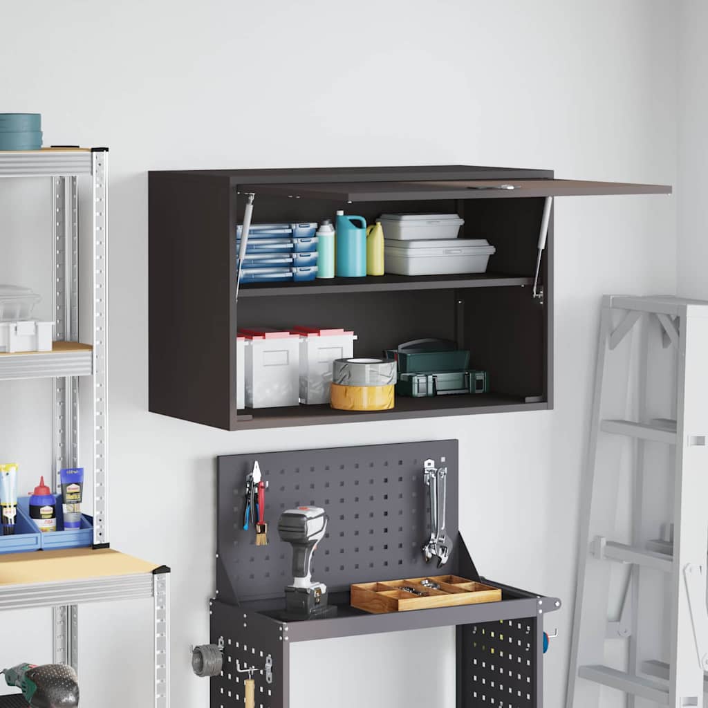 Wandschrank für die Garage mit Gasdrucklift-Tür Schwarz