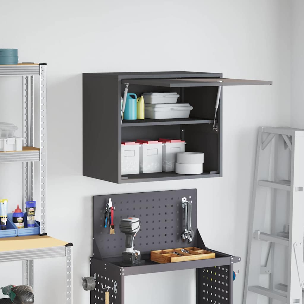 Wandschrank für die Garage mit Gasdrucklift-Tür Schwarz