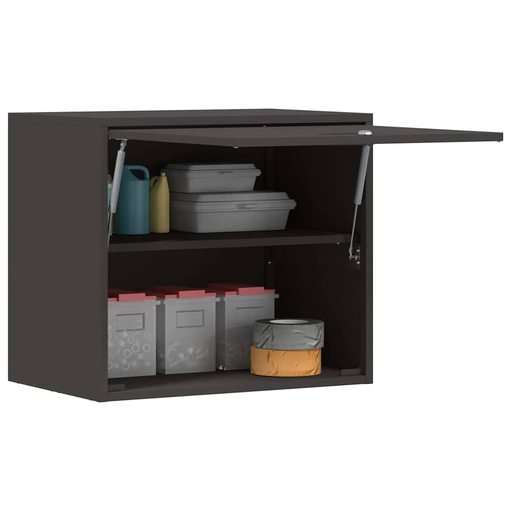 Wandschrank für die Garage mit Gasdrucklift-Tür Schwarz
