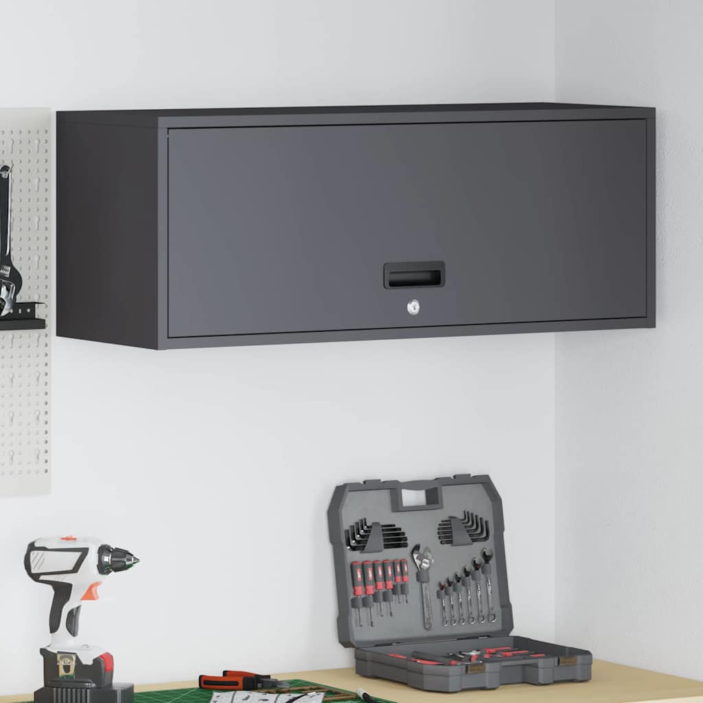 Wandschrank für die Garage mit Gasdrucklift-Tür Schwarz