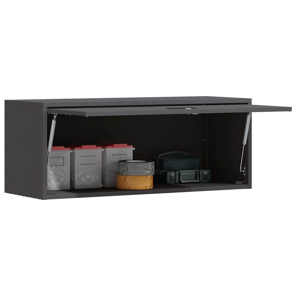 Wandschrank für die Garage mit Gasdrucklift-Tür Schwarz