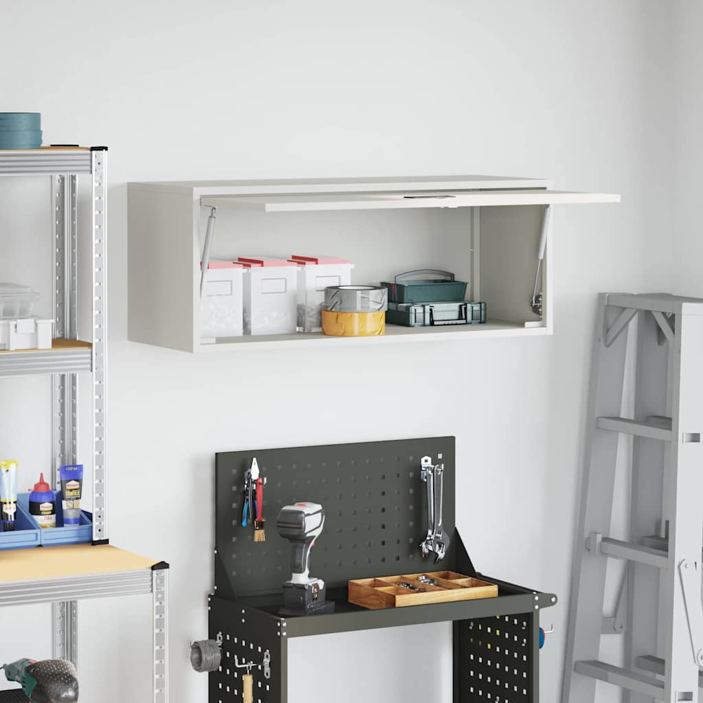 Wandschrank für die Garage mit Gasdrucklift-Tür Weiß
