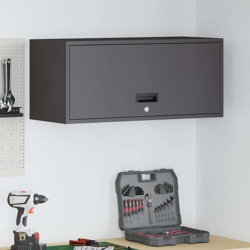 Wandschrank für die Garage mit Gasdrucklift-Tür Schwarz
