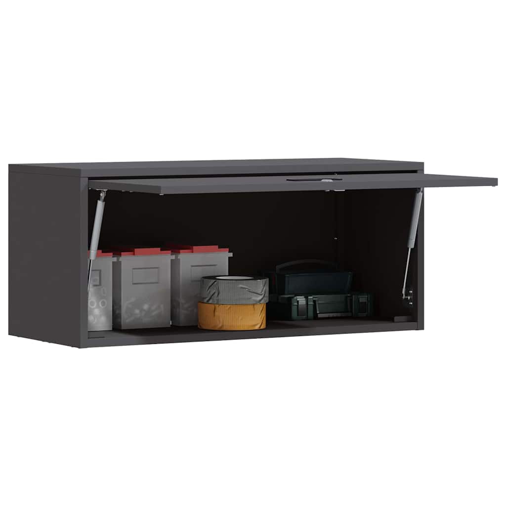 Wandschrank für die Garage mit Gasdrucklift-Tür Schwarz
