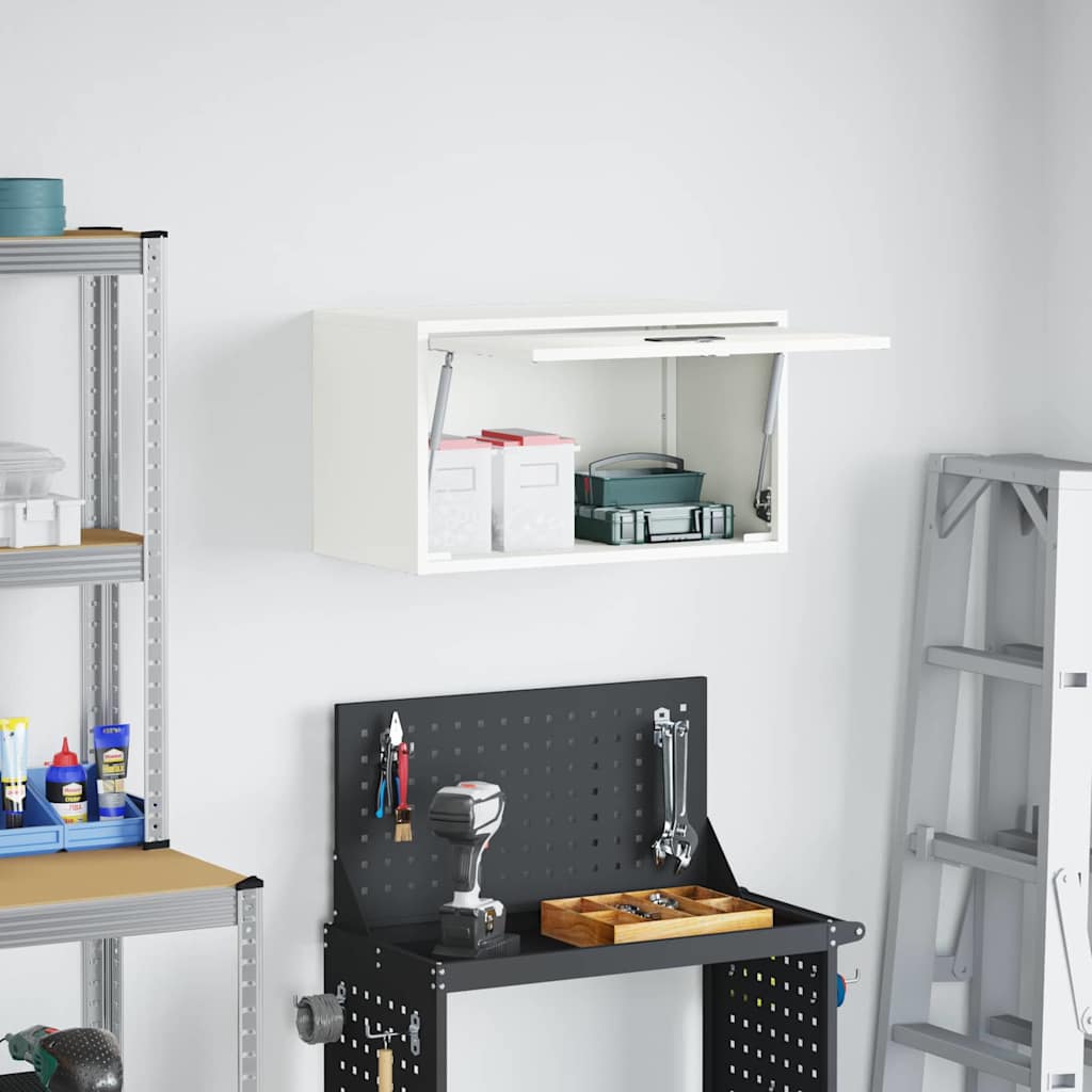 Wandschrank für die Garage mit Gasdrucklift-Tür Weiß