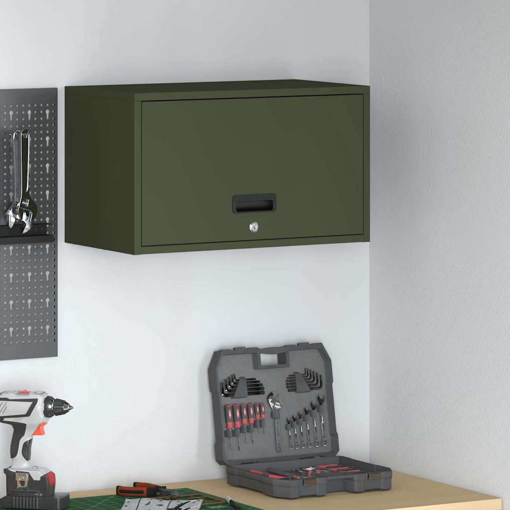 Wandschrank für die Garage mit Gasdrucklift-Tür Olivgrün