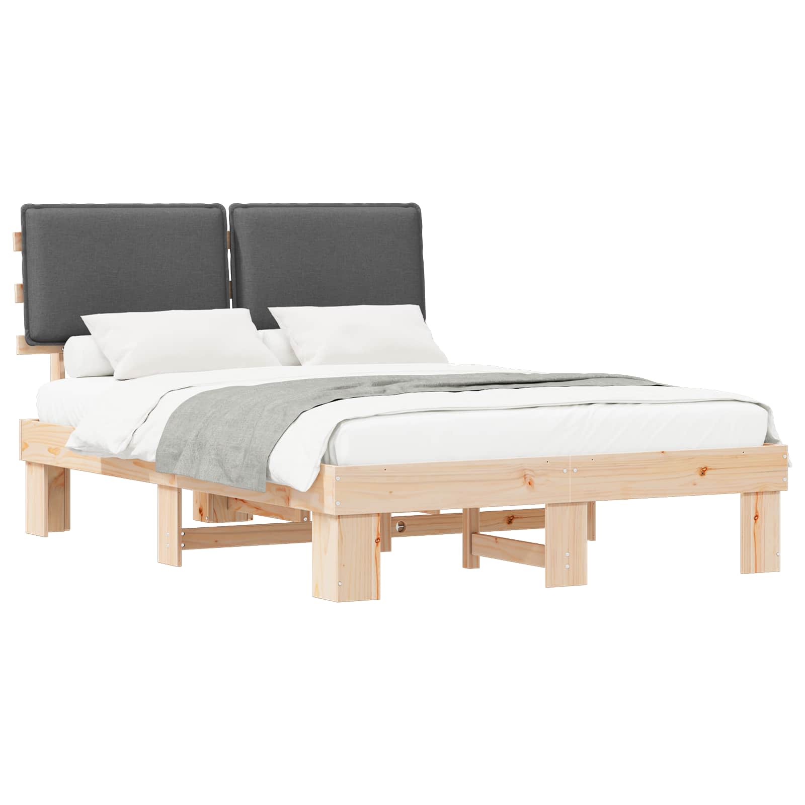 Bettgestell mit gepolstertem Kopfteil Dunkelgrau 150 x 200 cm