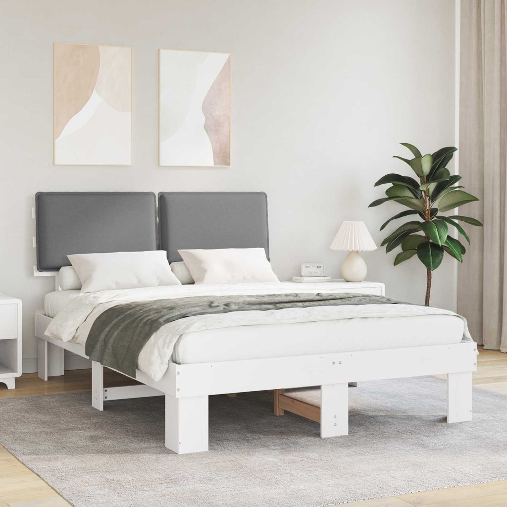 Bettgestell mit gepolstertem Kopfteil Hellgrau 150 x 200 cm