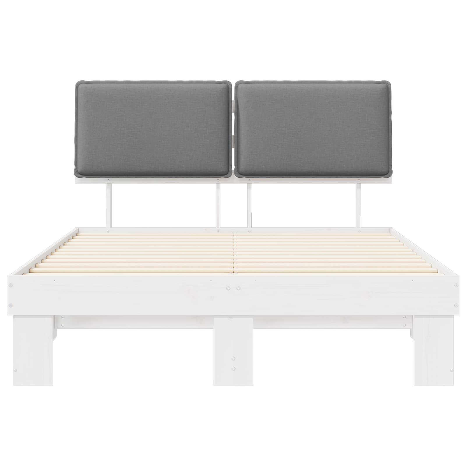 Bettgestell mit gepolstertem Kopfteil Hellgrau 140 x 200 cm