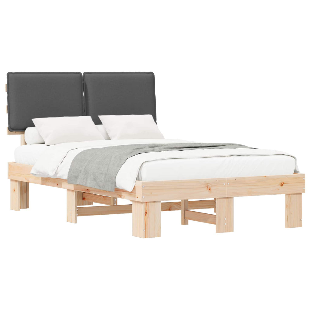 Bettgestell mit gepolstertem Kopfteil Dunkelgrau 120 x 200 cm
