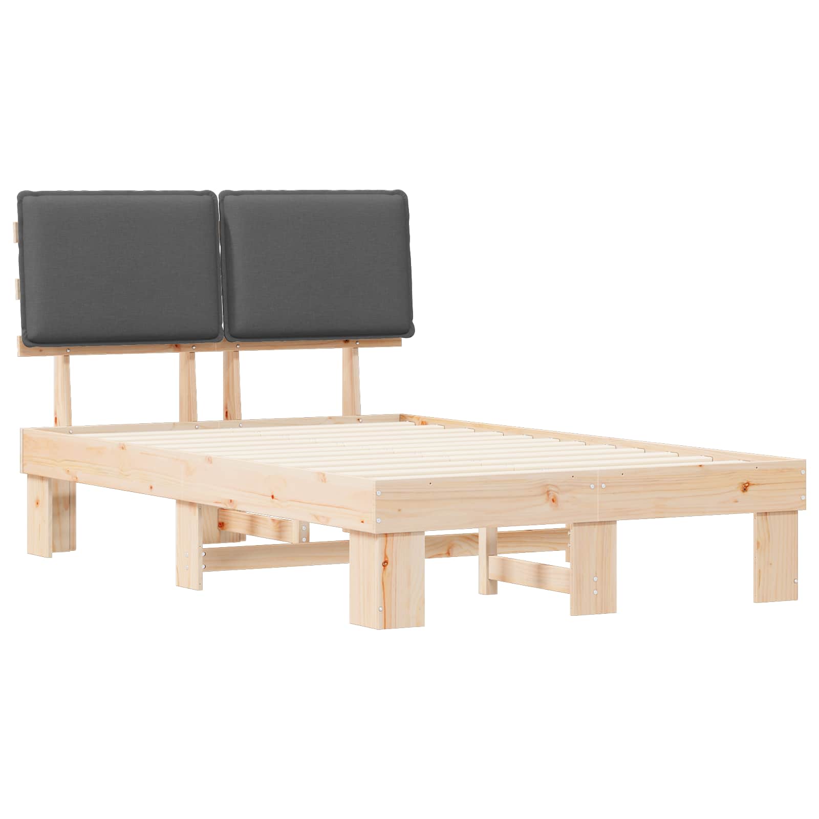 Bettgestell mit gepolstertem Kopfteil Dunkelgrau 120 x 200 cm